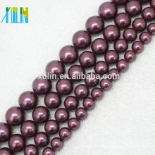 AAA 6-14mm Deep Purple Natural South Sea Shell perlas Collar de perlas redondas